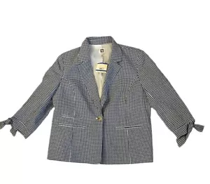 Anne Klein Blazer Jacket Blue White Gingham Career Casual Church Size XL NWT - Picture 1 of 2