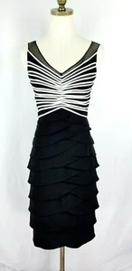 NWT Eliza J Sleeveless Dress Size Missy 4 Black Illusion Mesh Ruffle Tiered - Picture 1 of 7