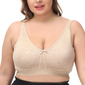 Women's Wireless Bra Seamless Unlined Plus Size Sleep Comfort Full Coverage Bra - Picture 1 of 40