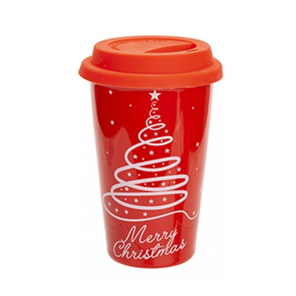 Caneca de Viagem de Natal Novidade com Tampa de Silicone - Vermelha Feliz Natal - Imagem 1 de 1