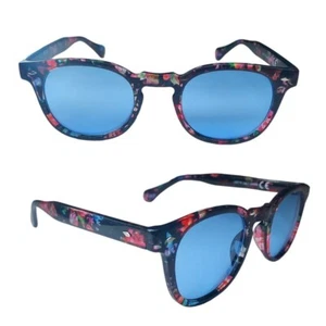 OCCHIALI DA SOLE DONNA UOMO FIORI Johnny DEPP TONY STARK Blu STILE MOSCOT MODA - Foto 1 di 3