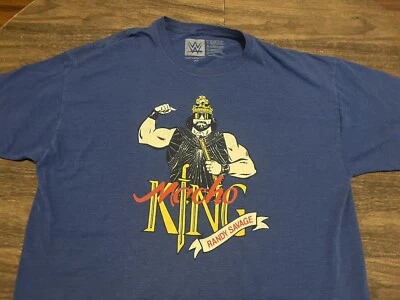Macho King Randy Savage WWE Authentic Retro Design XL Blue T Shirt - Image 1 of 4