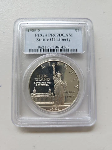 PR69 1986-S PCGS Statue Of Liberty $1 Silver Dollar 90% .900 PR-69 PR 69 Cover