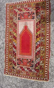 Antique Decorative Turkish Ushak / Oushak Prayer Oriental Rug Size 67" x 39" - Picture 1 of 10