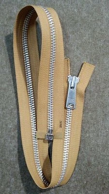 Vtg NOS LONG TAB Jacket Zipper 1x YKK #8 Separating Metal Aluminum 24"CAMEL-GOLD - image 1 of 3