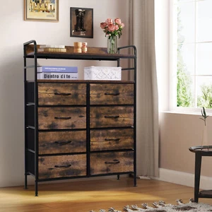 8 Drawer Dresser for Bedroom Chest Organizer Storage Tower With Fabric Bins - Picture 1 of 9