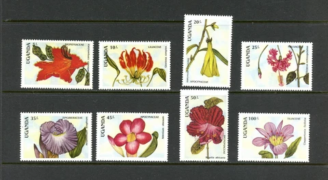 Q901   Uganda  1988   flora flowers  8v.  MNH Cover