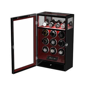 Fingerabdruckschloss Automatik 9 Uhrenbeweger mit 4 Ständer Halter Organizer Display - Bild 1 von 10