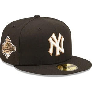 New Era New York Yankees Black 5950 Hat 1996 WS Patch Size 7 1/8 Wheat UV - Picture 1 of 5