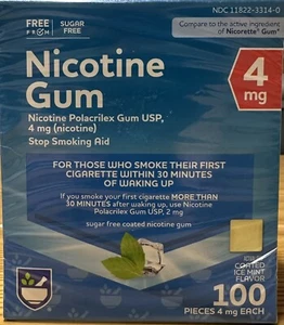 Rite Aid 4mg Ice Mint Flavor Coated Nicotine Gum 100ct BB02/25 - Picture 1 of 6