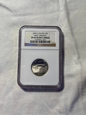 2005 S SILVER 25C WEST VIRGINIA PF 69 ULTRA CAMEO - Image 1 of 2