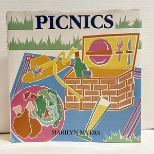Picnics, Outdoor Dining Book, by Marilyn Myers, Lovely Blue Colored Cookbook - Imagen 1 de 12