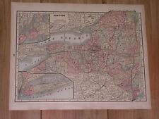 1895 ANTIQUE MAP OF NEW YORK STATE / VERSO CONNECTICUT 