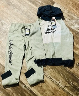 Under Armour Felpa con Cappuccio e Pantaloni Jogger Track Set Tuta Nuova con etichette Ragazzo Gioventù Medium - Immagine 1 di 4