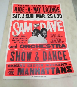 Sam and Dave Hide A Way Lounge Nashville Boxing Style Concert Poster R&B Soul - Picture 1 of 2