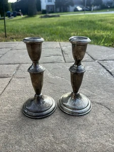 "Par de candelabros de plata esterlina Empire de 6"" de colección con peso" - Imagen 1 de 3