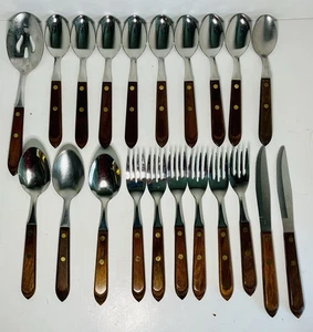Town & Country Flatware 21 Pieces Wooden Handles Vintage MCM - Imagen 1 de 2