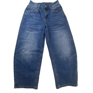 Sidefeel Damen Tapered Barrel Blue Denim Jeans Gr. 4 Trendy Baumwollmischung - Bild 1 von 8