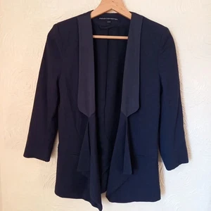 French Connection Navy Blue Drape Front Crepe Jacket UK 6 - Picture 1 of 8