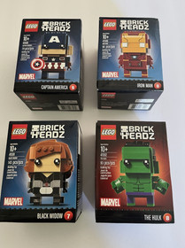 LEGO AVENEGRS BRICKHEADZ Lot 41598, 41590, 41591, 41592 Iron Man, Hulk, Cap
