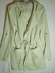 Love Tree Leinenmischung Kordelzug Jacke grün Kapuze Größe Small Rollriegelärmel - Bild 1 von 8