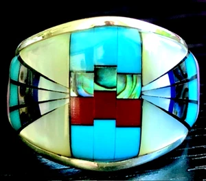 BIG Abstract Road Map Gemstone Native Turquoise men's ring 10 Video HANDSOME - Picture 1 of 15