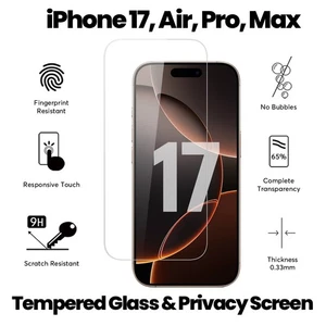 iPhone 17 Hartglas Displayschutzfolie Pro Max Air Gorilla Back Case Cover - Bild 1 von 23