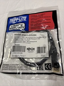 Tripp Lite Mini DP to DP Cable 3ft P583-003-BK. New. Black Adapter. - Picture 1 of 2
