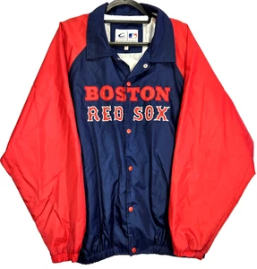VTG Boston Red Sox Men's Sz XL Button Snap Windbreaker Nylon Jacket MLB Baseball - Picture 1 of 16