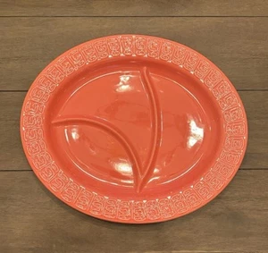 Buffalo China Red Persimmon Oval Divided Serving Platter 5523 14.5” Restaurant - Bild 1 von 8