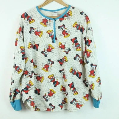Vintage M L Pajama Top Flannel Mickey & Co Disney 90s Allover Print Cozy Lounge - Image 1 of 4