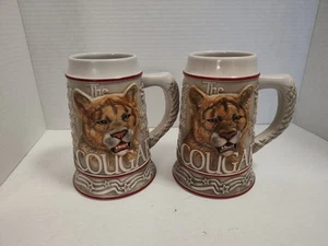 Cougar Stein American Animal Stein By Tom O'Brien 2000 Cougar Lot Of 2 - Picture 1 of 10