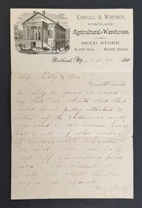 1881 Portland Maine Kendall & Whitney Agricultural Warehouse & Seed Store Letter - Picture 1 of 4