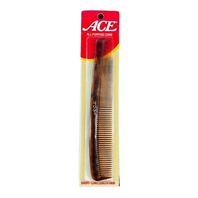 "Peine de goma dura vintage Ace 7"" #32 todo uso AA032 tortuga nuevo en stock hecho en EE. UU." Foto 1 de 2