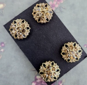 4 Gold crystal Magnetic competition number sign holder pins, horse show magnets - Picture 1 of 4