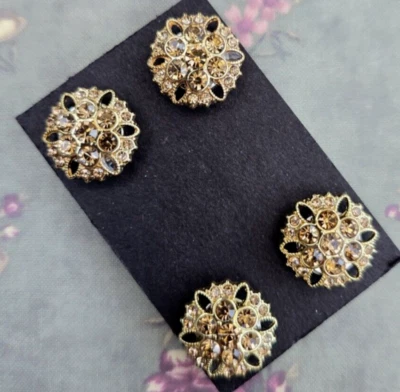 CLEVER ADORNMENTS 4 Gold crystal Magnetic competition number sign holder pins, horse show magnets