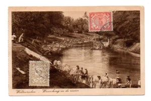 DB PC, Weltevreden, Batavia, Laundry in the River, Indie orientali olandesi, Porrong, 1922 - Foto 1 di 2