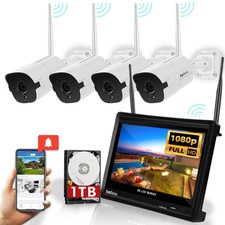 Wireless Security Camera System All-in-One 1080P 4 Channel 3.6mm Bullet Cameras 