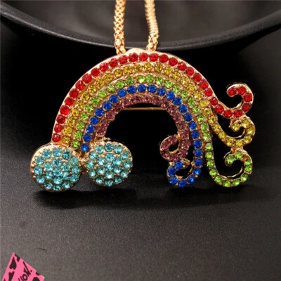Moda Mujeres Azul Cristal Sueño Arco Iris Estrás Colgante Cadena Collar Foto 1 de 4