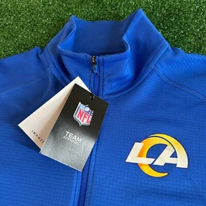 Nike NFL Los Angeles Rams Dri-FIT Pullover Sweater 1/4 Zip Blue Mens Small NWT - Picture 1 of 9