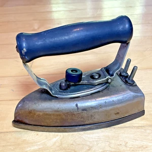 Early Electric Iron With Curling Iron Heater - Removable Wood Handle - Vintage - Picture 1 of 15