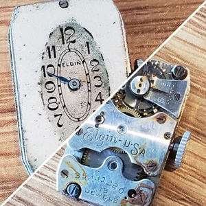 Illinois Elgin 15 Jewel Rectangle Mechanical Watch Movement 35331220 Nickel WP2 - Bild 1 von 14