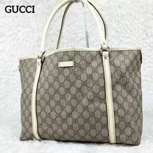 GUCCI GG Supreme Tote Bag White Leather PVC Authentic from japan - Bild 1 von 23