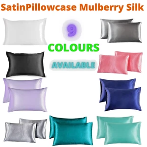 Pack Of 2 Silk Satin Pillowcase Pillow Case Covers Queen Standard Bed HomeDecor - Picture 1 of 81