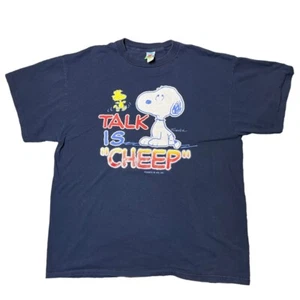 Vintage Peanuts Shirt Men XL Blue Tee Snoopy Woodstock Adult Top Y2k - Picture 1 of 7