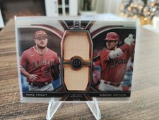 2023 Topps Tribute Dual Relic Bat Mike Trout and Shohei Ohtani Card DR-TO #D/199