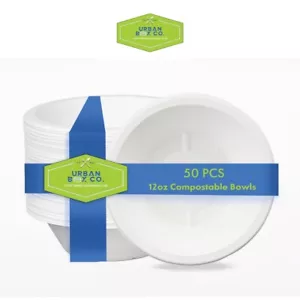 Urban Box Co 12 oz Disposable Paper Bowls, Heavy-Duty, Heat-Resistant, 50 Pack - Picture 1 of 5