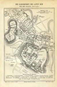 1897 = ROMA ANTICA = FORI IMPERIALI E PALATINO = Antica MAPPA STORICA Old Map - Picture 1 of 1