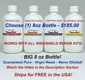 Thin Medium Tinted Pit Filler Windshield Rock Chip Crack Repair Resin 240ml 8oz - Picture 1 of 2