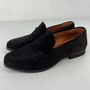 Wolf and Shepherd Monaco Stone Suede Business Casual Penny Loafer Men 8.5 Narrow - Picture 1 of 7